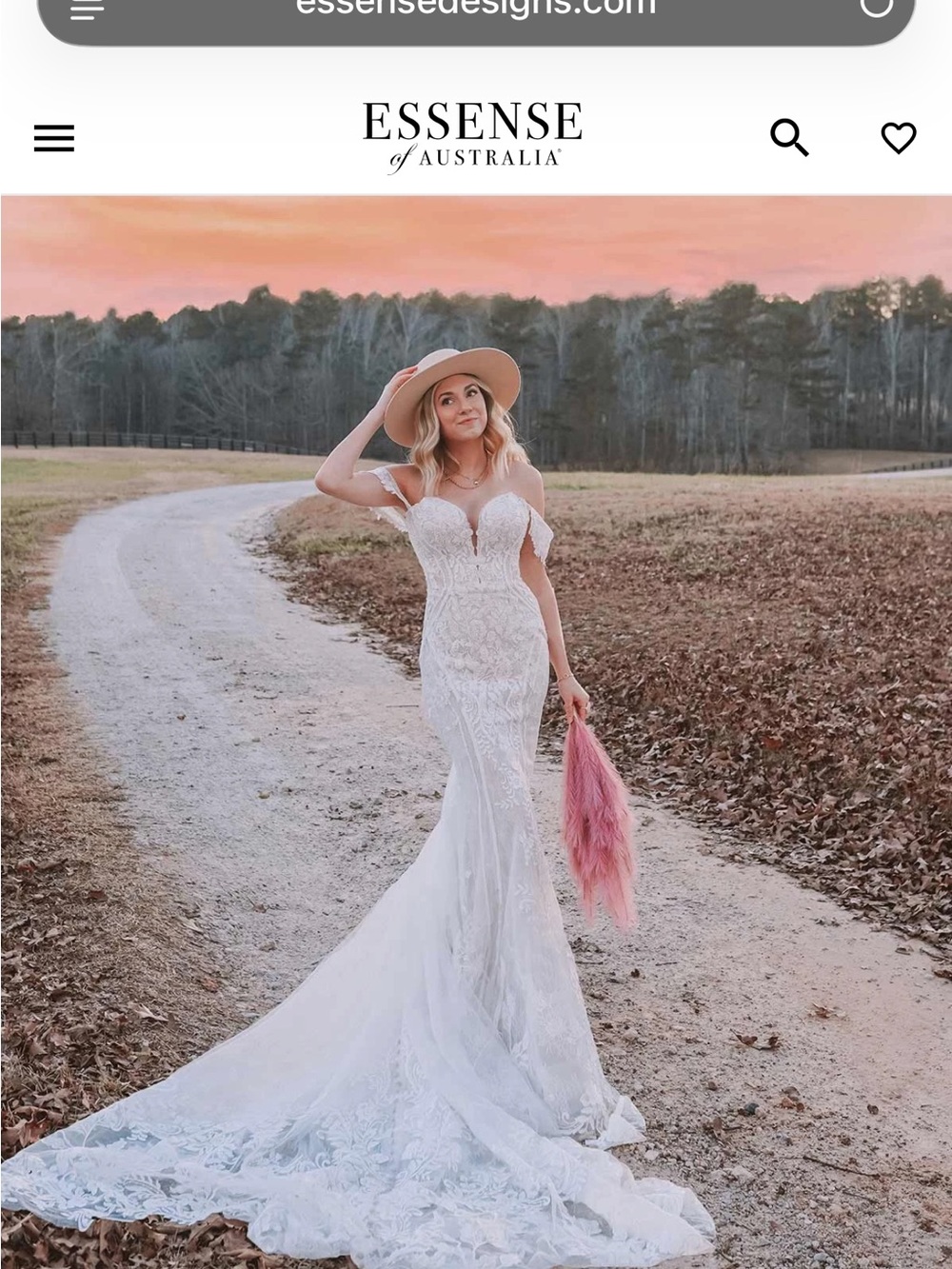 Off-the-Shoulder Lace Fit-and-Flare Wedding Gown - White - Picture 5 of 16